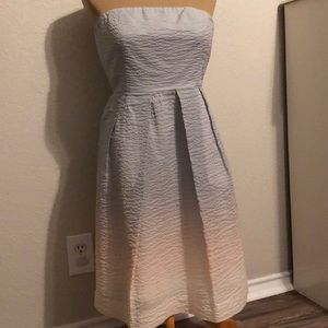 J. Crew strapless ombré dress (grey, pink, off-white). Size 2.
